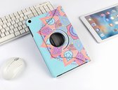 P.C.K. Boekhoesje/Bookcover/Case draaibaar hoesje blauw met rose figuurtjes print geschikt voor Samsung Galaxy TAB A T510 (2019)