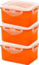 Lock & Lock contenants d'aliments frais | Boîtes à collations - Lot de 3 pièces - 470 ml - Orange
