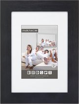 Brede Houten Wissellijst - Fotolijst - 70x100 cm - Helder Glas - Zwart Ingewassen - 39 mm