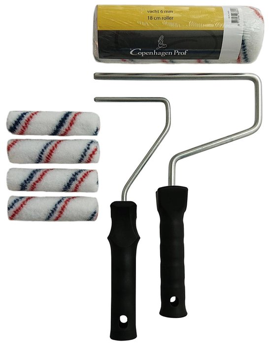 COPENHAGEN GOLD Set verfrollers voor vernis / gladde muren roller 18 cm + roller 10 cm bol