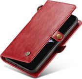 Leren Wallet + uitneembare Case - iPhone XS MAX - Rood - Caseme