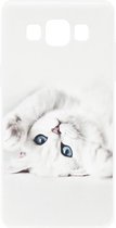 ADEL Siliconen Back Cover Softcase Hoesje Geschikt voor Samsung Galaxy A5 (2015) - Katten Wit