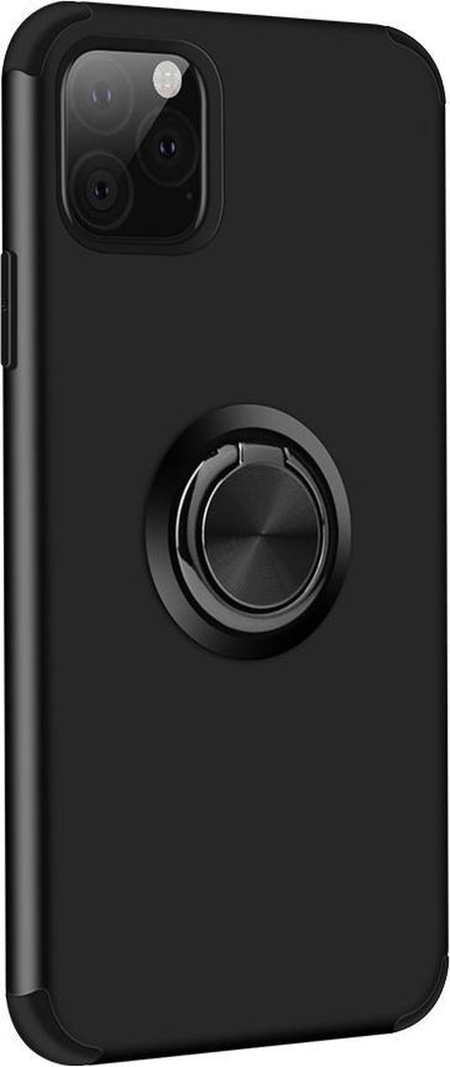iPhone cover met afneembare vingerstandaard voor iPhone 11 - Zwart