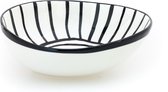 Pro Italia fruitschaal - zwart/wit - Scarabisso -23 cm-hoog 11 cm- keramiek-aardewerk-serveerschaal-saladeschaal-decoratie