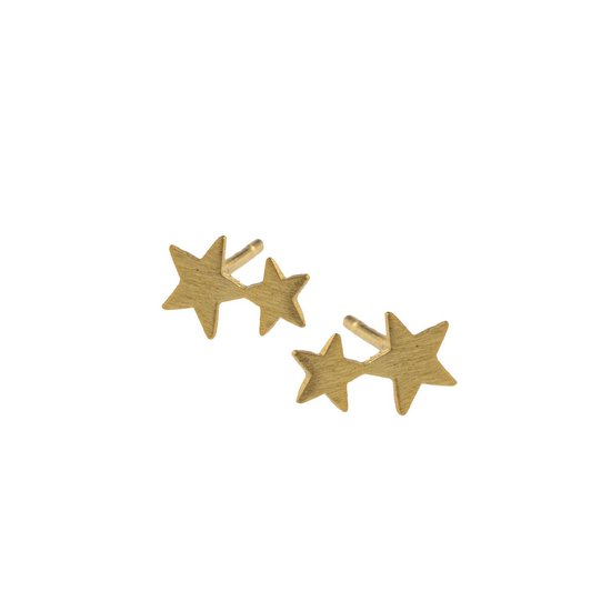 Lauren Sterk Amsterdam - oorbellen dubbele ster mini - goud verguld - extra coating