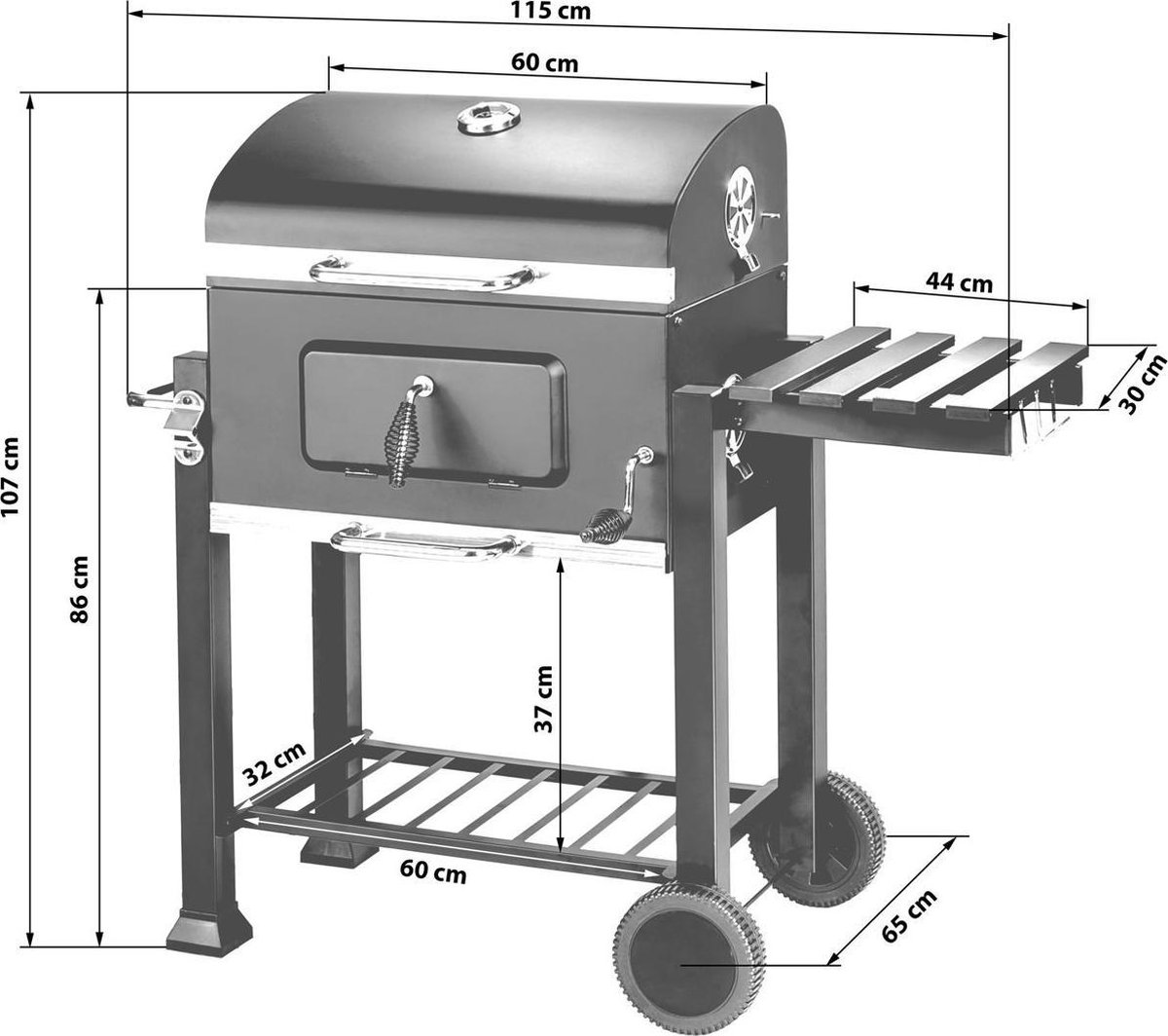 EVIQ - BBQ houtskool XL- Smoker Barbecue Valencia 2026 model - Barbeque Verstelbaar kolenrooster - Barbecues Zwart – foto 6