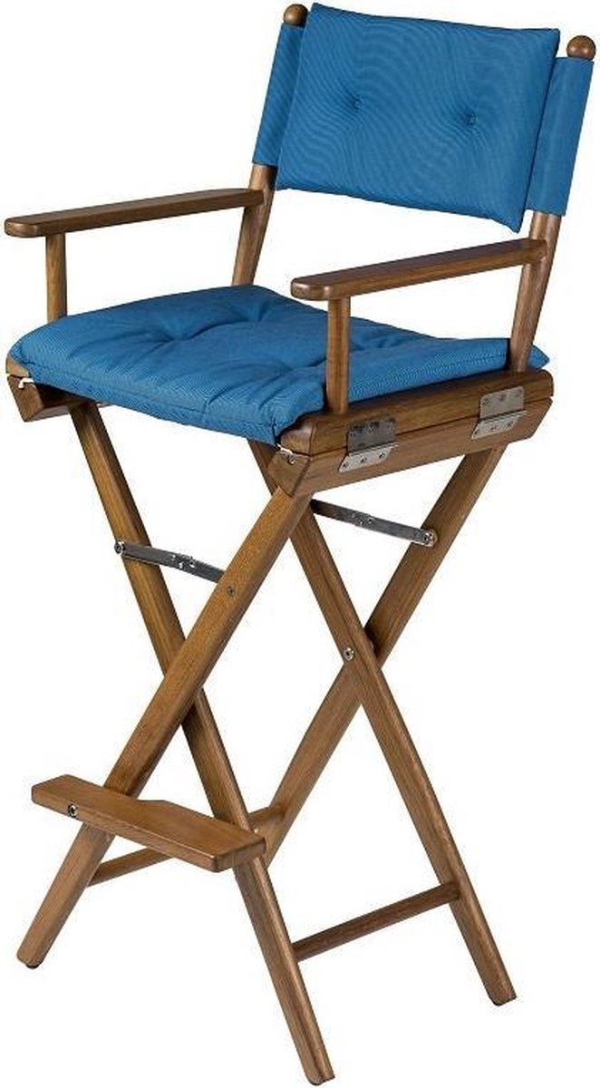 Stuurstoel Hoog Teak DeLuxe met Forza Blauwe Kussenset (Geolied)
