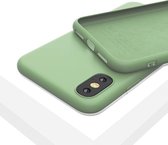 LIQUID | 180° Protection - Silicone Velvet + MicroFibre Shockproof Backcover - Telefoon Hoesje voor iPhone X/Xs - Munt Groen