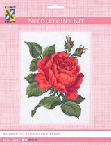 Volledige Borduurpakketen Volwassenen   -  Voorbedrukt   -  Borduurset  - Hobby en Creatief -  Rode roos 14x18cm