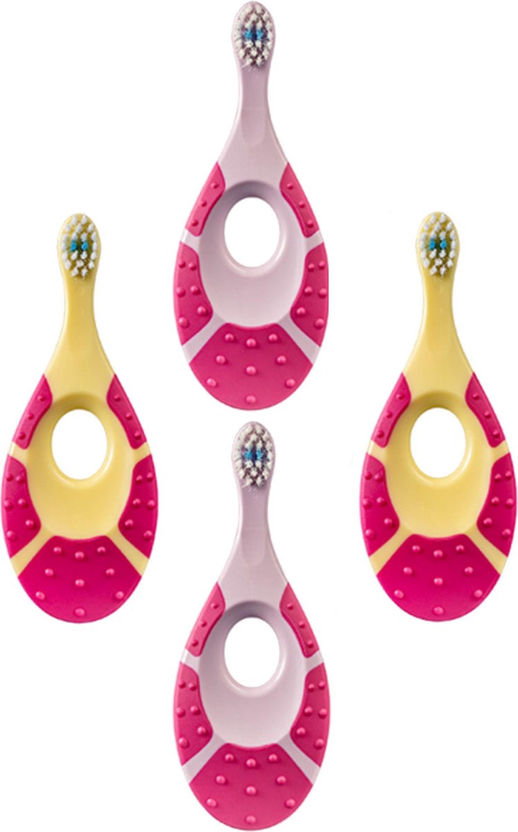 Goedkoopste Jordan Tandenborstel baby STEP 1 (0-2 JAAR) 4 stuks Geel /Roze