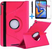 Samsung Galaxy Tab A 10.1 (2019) T510/T515, HiCHiCO Tablet Hoes met 360° draaistand Cover Tablet hoesje Rose en Stylus Pen + Screen Protector