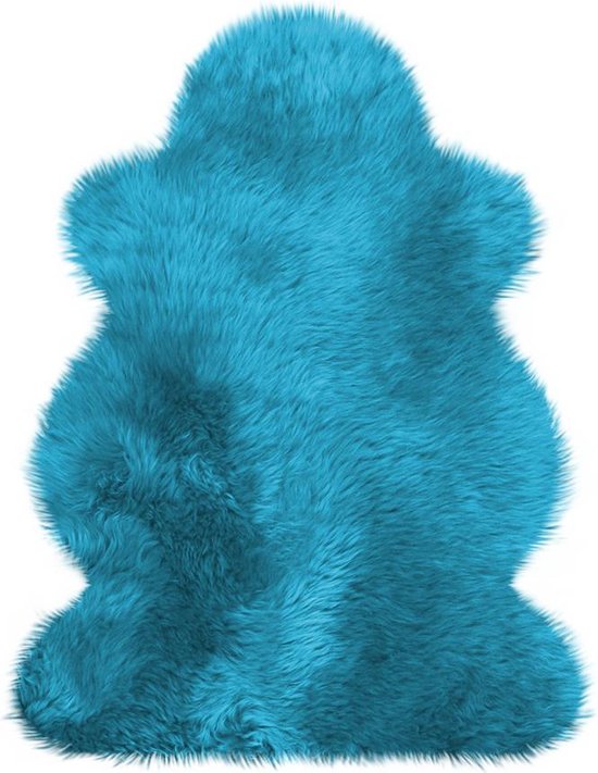 Australisch-lamsvel-schapenvacht-turquoise-petrol-100x68 cm ( kwaliteitsvacht ! )