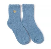 Sokken Fleece Blauw Goud Hartje Huissokken Liefde Baby