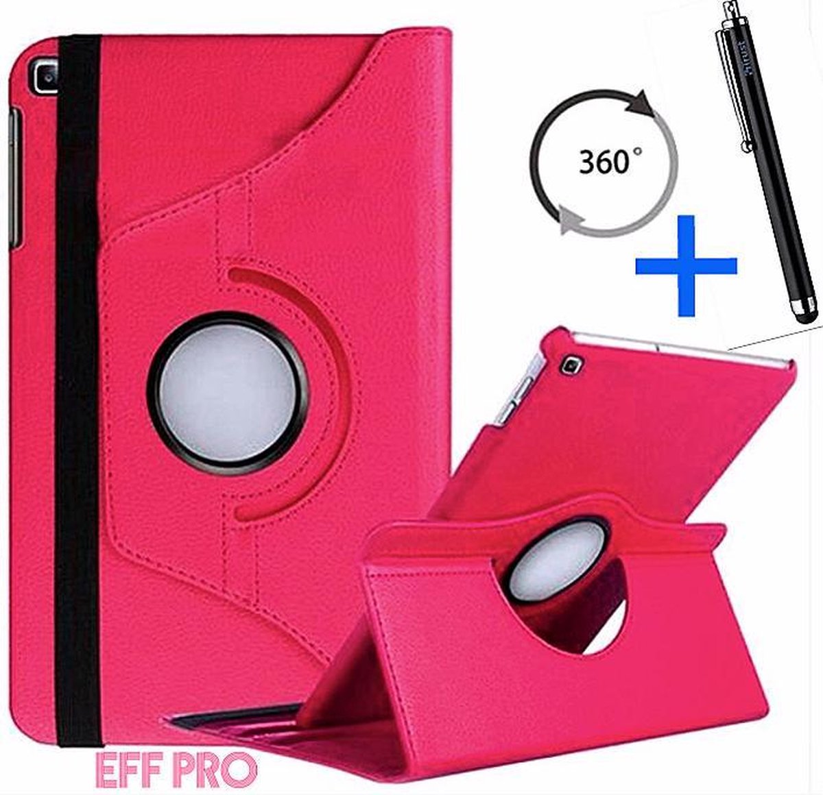 Samsung Galaxy Tab A 10.1 (2019) Tablet Hoes met Stylus Pen 360° draaistand Cover Tablet hoesje Roze – Eff Pro