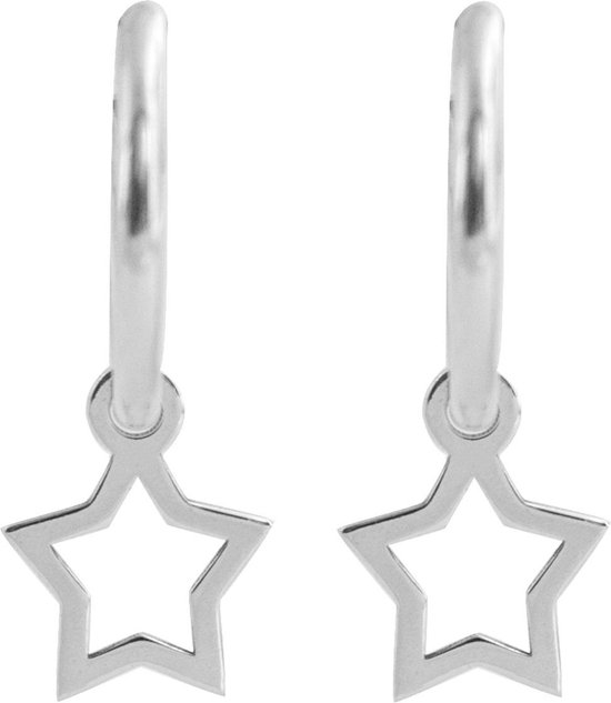 Jewelryz Open Star Oorbellen | 925 zilver ooringen | 12 mm
