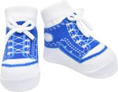 Chaussettes sneaker -bleu- pour bébé 0-12 mois.  Lacets blancs-Semelles antidérapantes-Cadeau baby shower-Baby shower