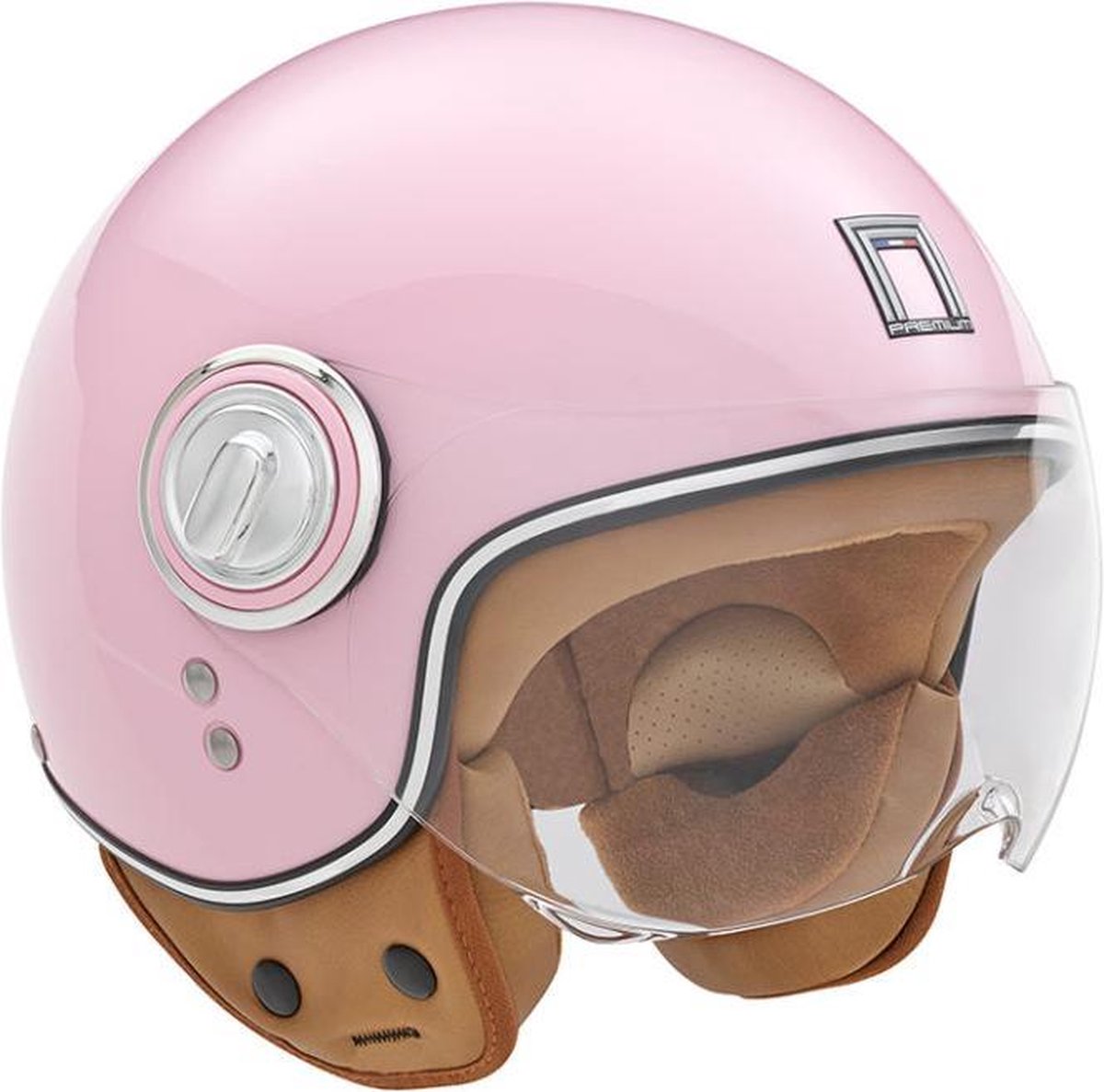 NOX Design Scooterhelm - Fashionhelm voor de scooter - Scooterhelm met kort vizier - Geschikt als Scooter Brommer Motor Snorfiets helm - Gratis Helmtas - Kleur Roze - Maat S = 55 tot 56 cm - ECE 22 06