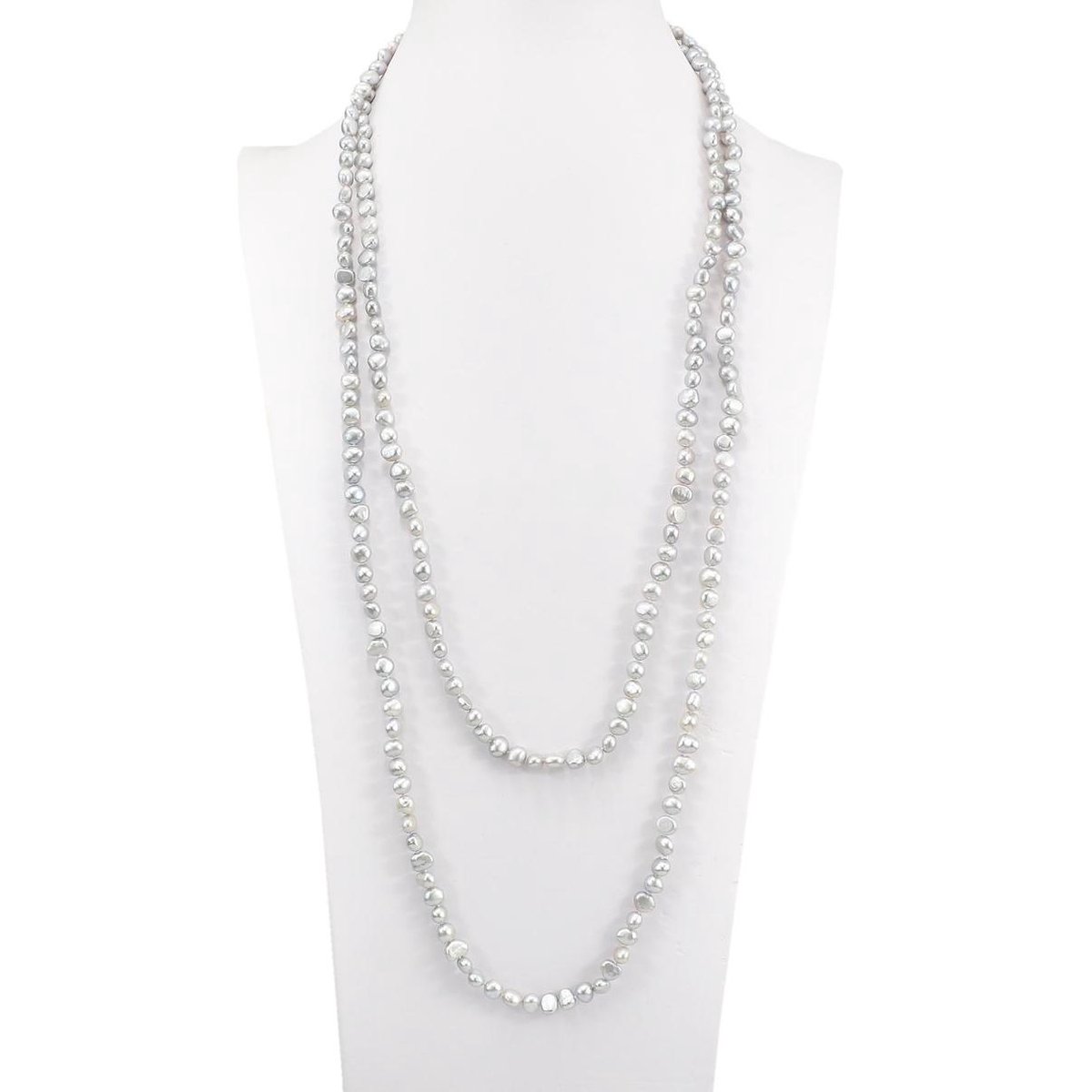 PROUD PEARLS® Lange barok parelketting zilvergrijs