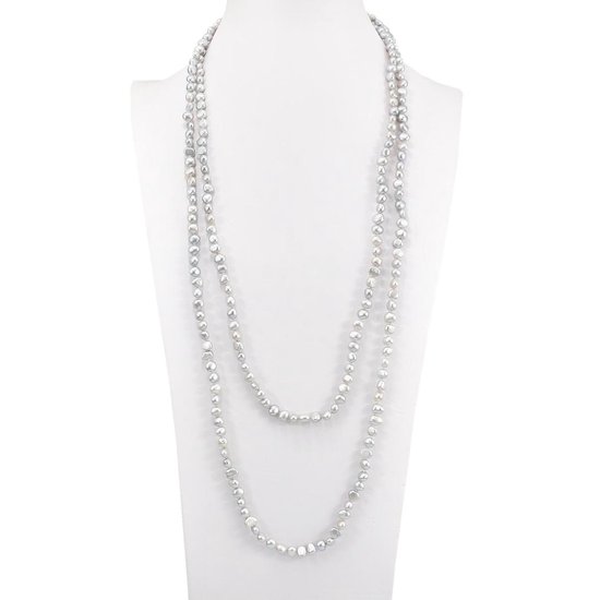 Proud Pearls® Lange barok parelketting zilvergrijs