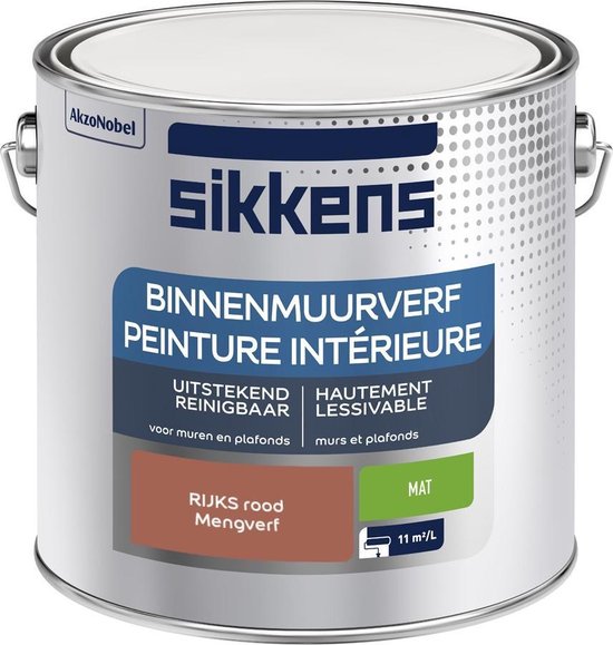 Sikkens Binnenmuurverf Mat - RIJKS kleuren - rood - 2,5 L | bol.com