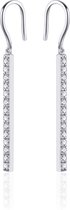Jewels Inc. - Oorbellen - Oorhaken Staaf gezet met Zirkonia -  45mm x 2.5mm - Gerhodineerd Zilver 925