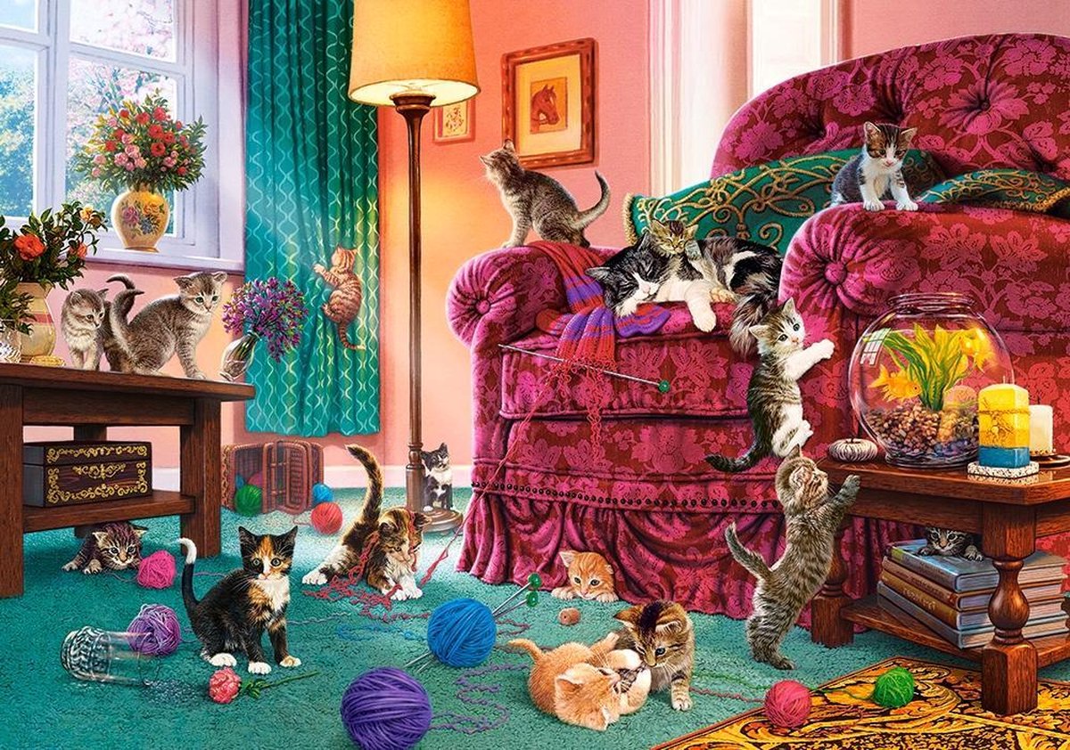 Castorland Naughty Kittens – Puzzel – 500 stukjes – Satijnen afwerking – Perfecte pasvorm – Europese kwaliteit — afbeelding 2