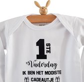 Rompertje baby tekst cadeau papa |  eerste 1ste Vaderdag ik ben het mooiste cadeautje | Lange mouw | wit zwart | maat 86-92 | mooiste cadeautje kind liefste lief leukste mijn is de allerbeste allerliefste i love van de hele wereld papa's voor kind