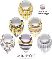 MINIIYOU Bandana Kwijlalabbetjes - Geel- 6 Stuks- Puntslabbetjes - Waterproof Laagje