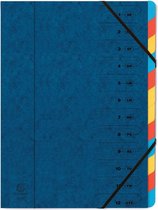 8x Sorteermap met vaste rug en elastosluiting - 12 indelingen, Blauw