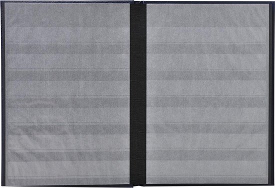Thumbnail van een extra afbeelding van het spel Postzegelalbum met kaft in kunstleder - 32 zwarte bladen - 6 banden - 16 ,5x22,5cm, Zwart