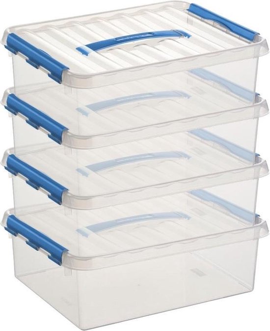 4 x vraiment utile 4 litre boîtes de rangement en plastique transparent avec couvercle boîte heavy duty 