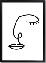 DesignClaud 'Portret' zwart wit poster Line Art A3 poster (29,7x42 cm)