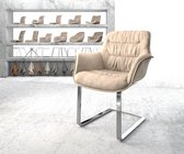 Armleunstoel Kaira-Flex sledemodel vlak verchroomd vintage beige