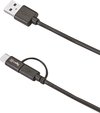 Micro-USB/Type-C Kabel, 1 meter - Zwart - Kunststof - Celly