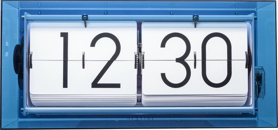 Tafel/wandklok NeXtime Big Flip 36x16.7x8.5cm acryl blauw NE-5209BL