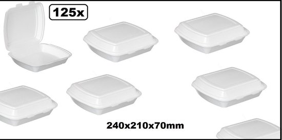 125x Menubox 1 vaks wit - maaltijd bezorging eten food bak vakken maaltijdbox menu afhaal