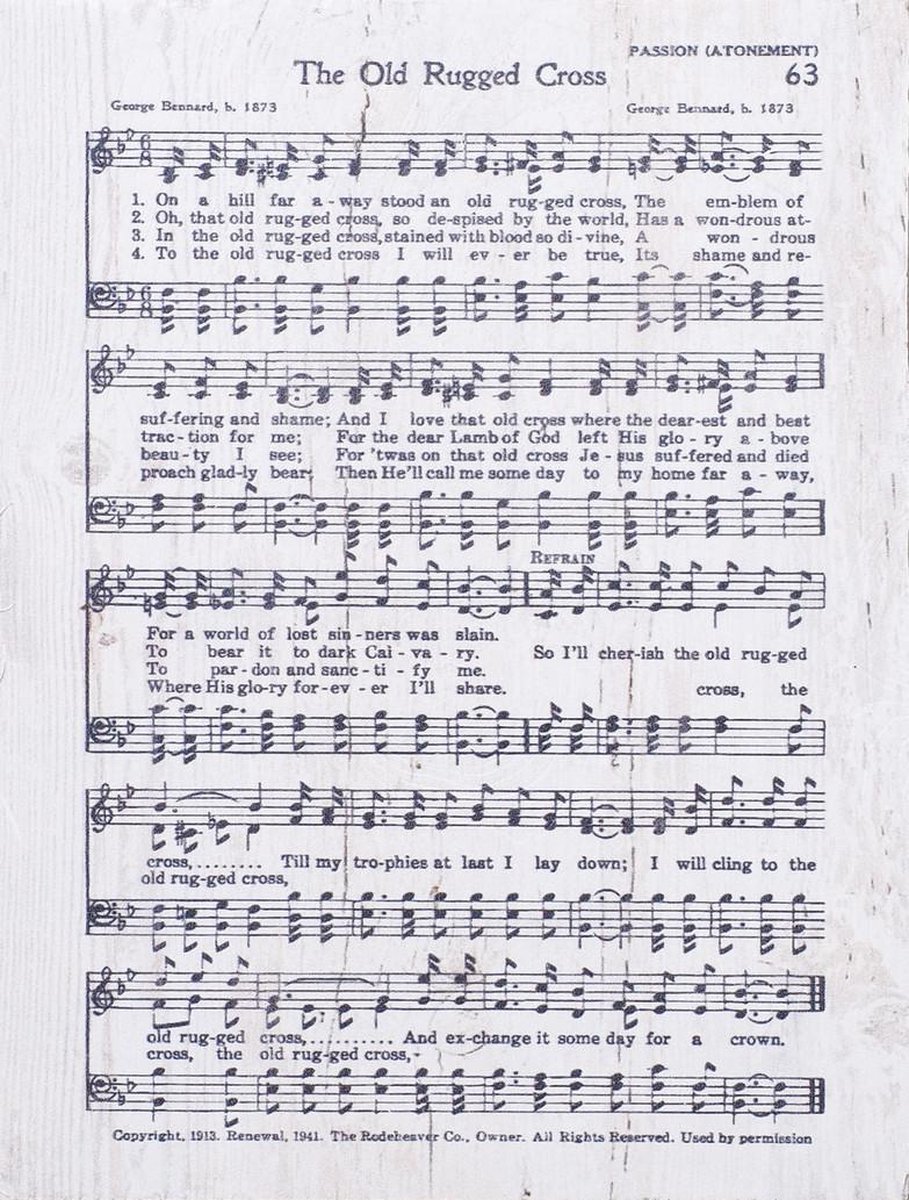 Decoratief Beeld - Tabletop Hymns The Old Rugged Cross - Hout - 316europe - Wit