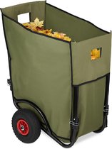 chariot de jardin relaxdays grand - chariot de jardin 160 litres - sac poubelle de jardin - chariot de jardin - pliable