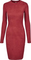Dames - Vrouwen - Modern - Casual - Streetwear - Kwaliteit - Ribbed - jurk Peached - Dress - burgundy