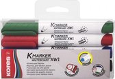 Kores whiteboard markers XW1, ronde punt 3mm, etui 4 stuks