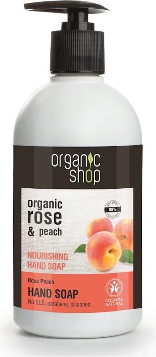 Organic Shop Nourishing Hand Soap Rose Peach Cosmos 500ml.
