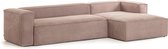 Kave Home - 4-zitsbank Blok roze corduroy met chaise longue rechts 330 cm