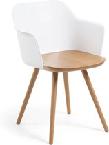 Kave Home - Bjorg witte en massief beuken stoel