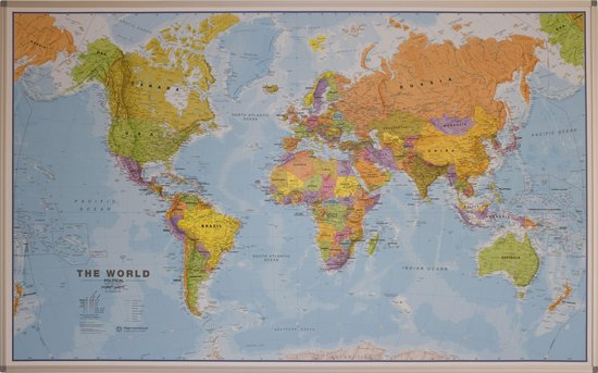 Magneetbord Wereld politiek World Engels Maps International 1/30M 85 x 136cm