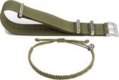 Olijf Groene Nato Strap 20mm & Heren Armband set - Chibuntu®