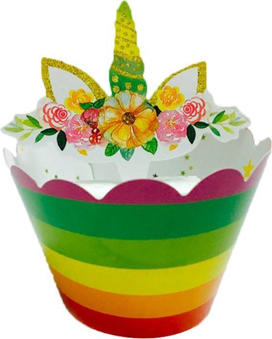 bol.com | ProductGoods - 12 Stuks Eenhoorn Mini Cupcake Bakjes + 12 Cupcake  Eenhoorn Versiering ...