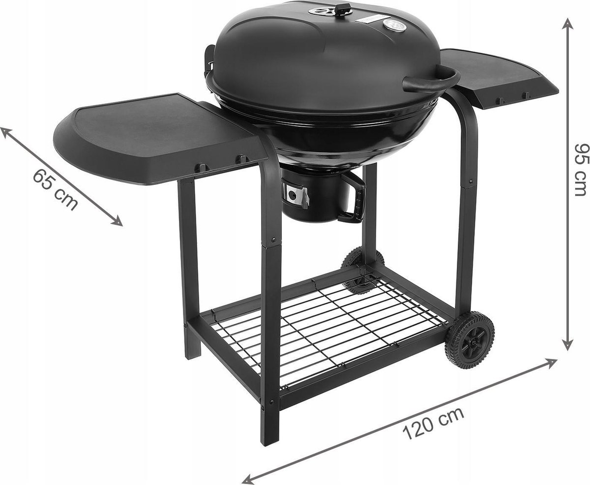 Grote Houtskoolbarbecue op Wielen met Deksel, Thermometer en Verstelbare Roosters – Ideaal voor de Tuin