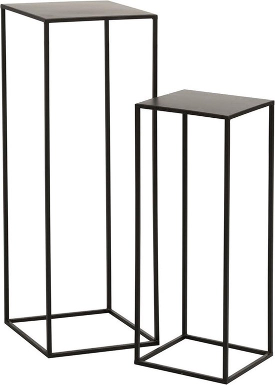 J-Line Set De 2 Table Gigogne Carree Metal Noir