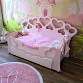 Peuterbed bank ZOE hartjesbed 70x150 ROZE met matras