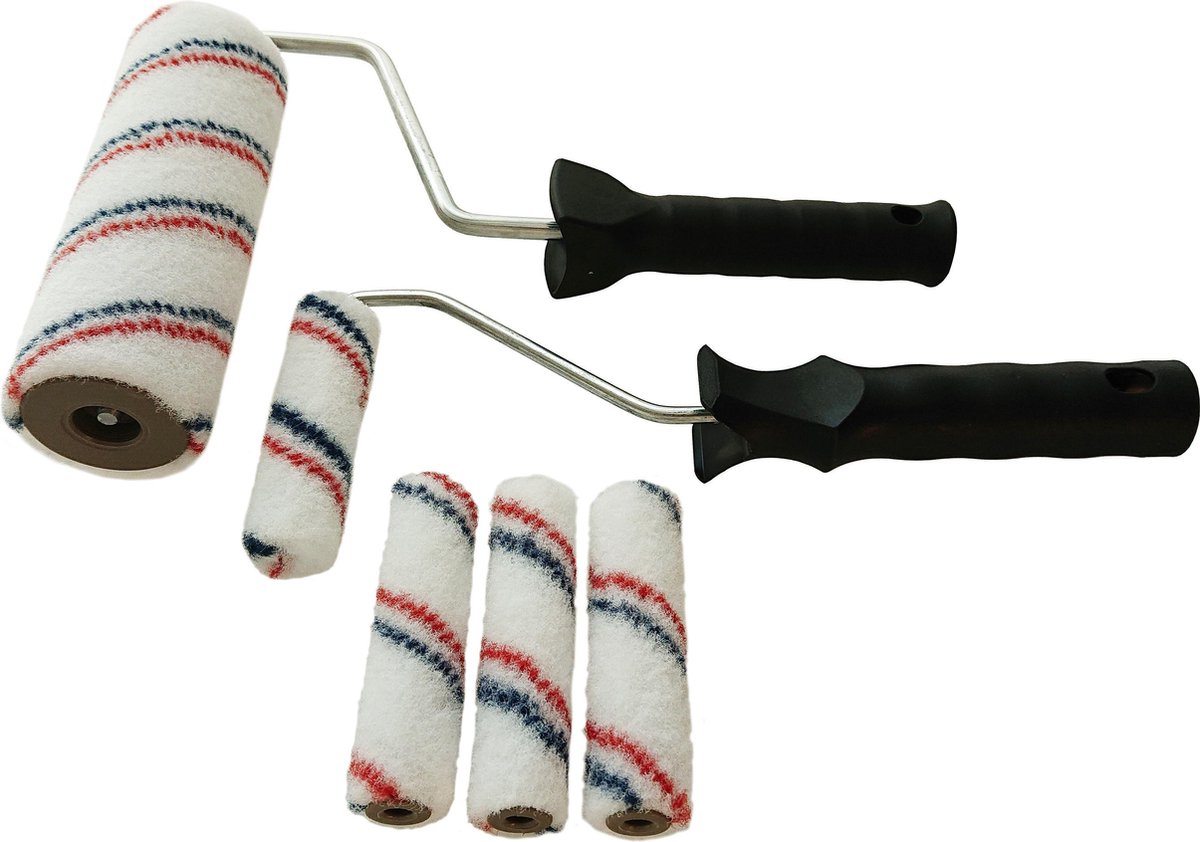 TQ4U Set verfrollers voor vernis / gladde muren Verfbeugel + roller 18 cm &... bol